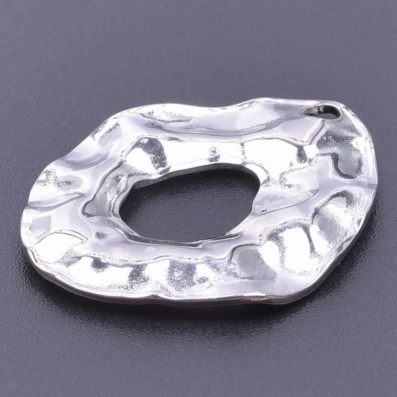 3pcs/Lot Stainless Steel Charms For Earrings Making Supplies Metal Jewelry Irregular Geometry Hollow Round Pendants Accessories