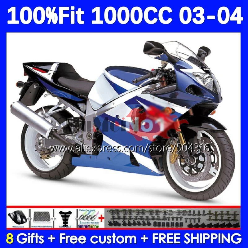 

OEM Корпус для флэш-магнитолы 1000 CC 1000CC 03-04 20No.0 ФЛЭШ-магнитола K3 GSXR1000 03 04 2003 2004 Инжекционный обтекатель глянцевый синий