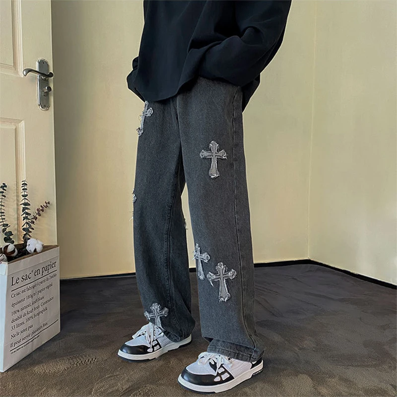 Y2K Retro Men's Streetwear Loose Jeans Trousers Crossover Hip Hop Men's Loose Jeans Pants Ladies Oversized Boyfriend Jeans Jeans