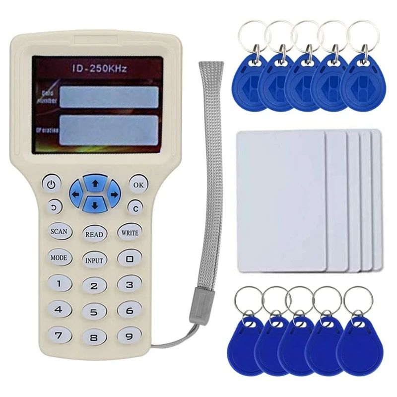 

HANDS English RFID NFC Copier Reader Writer Duplicator 10 Frequency Programmer With Colour Screen Support T5577,EM4305