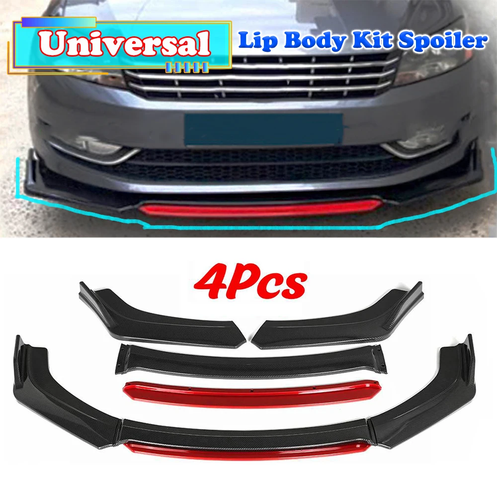 

Universal 4Pcs Front Bumper Spoiler Protector Lip Body Kit Chin For VW Golf Passat MK3 MK6 Audi A4 A6 BMW E90 E39 Benz W212 W204