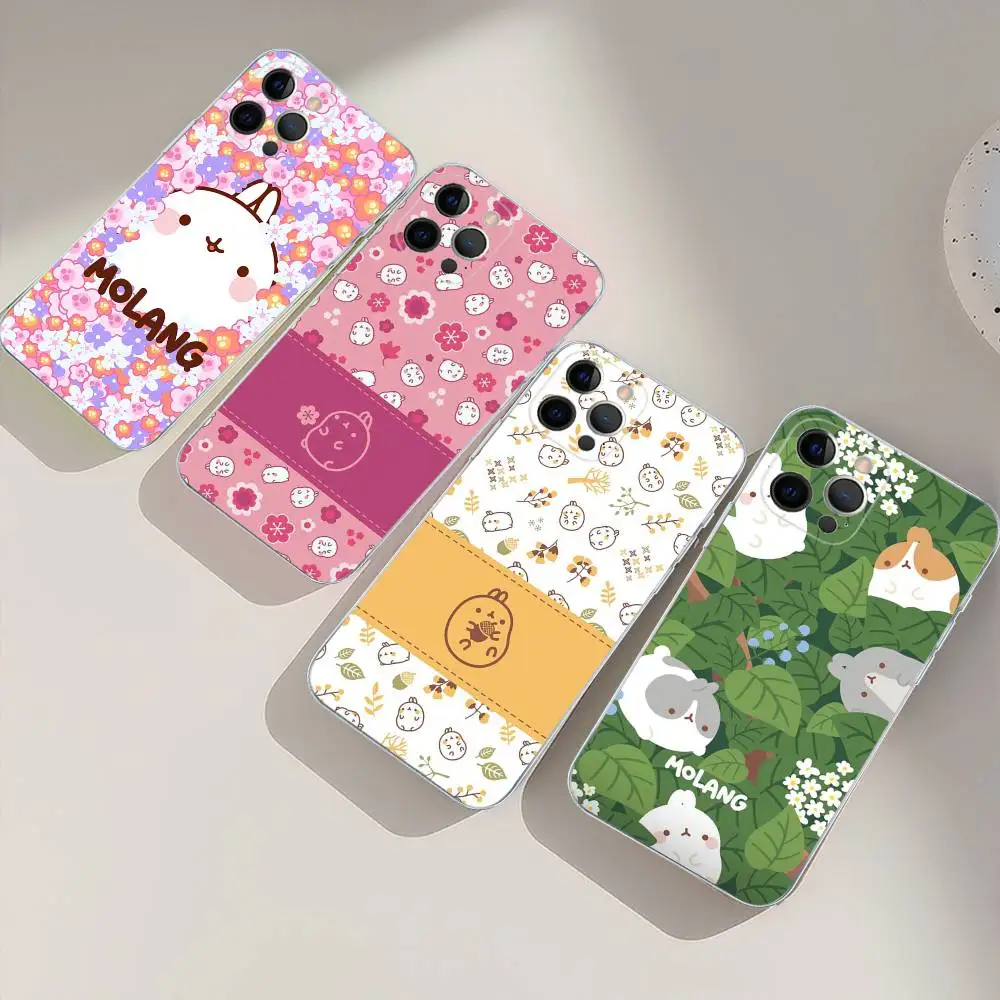 Фото Милый чехол с белым кроликом Моланг для iPhone 17 Air, 16 Pro Max, 15, 14, 13, 12, 11 Plus №4