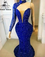 sparkly high neck mermaid evening dress formal dresses birthday party nigeria vestido de festa casamento