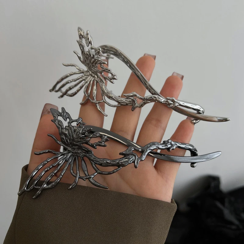 Крутая заколка для волос в виде бабочки женский зажим из сплава банана с задней