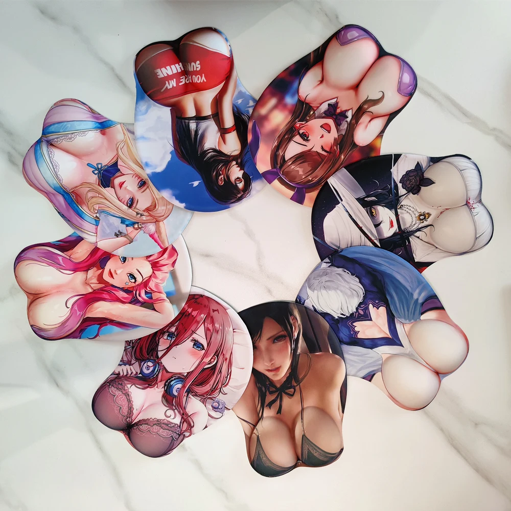 Custom 3D Sexy Beauty Oppai Mouse Pad with Wrist Rest Anime Breasts Silicone Pc Gamer Diy Desk Mat Ass Cute Girls Customization |