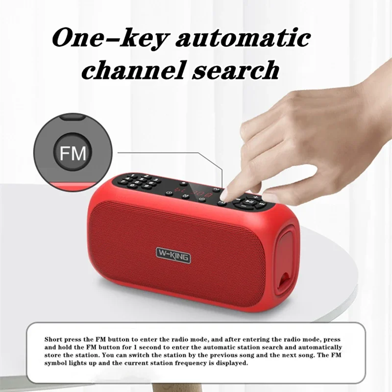 Фото W-KING X3 Мультимедийный Bluetooth-динамик FM-радиоплеер Портативный рекордер 2400 мАч Срок службы батареи TF-карта Спорт на открытом воздухе Звуковая панель №3