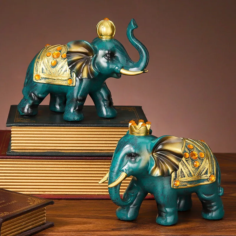 

2pcs/set Nordic Couple Elephant Statue Living Room Wine Cabinet Elephants Lover Sculpture Resin Animal Figurine Ornament Craft