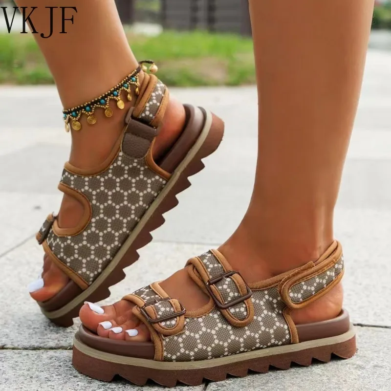 

Summer Thick-Soled Fashion And Comfortable Ladies Sports Casual Sandals Women Non-Slip Heightened Beach Slippers Outer Wear