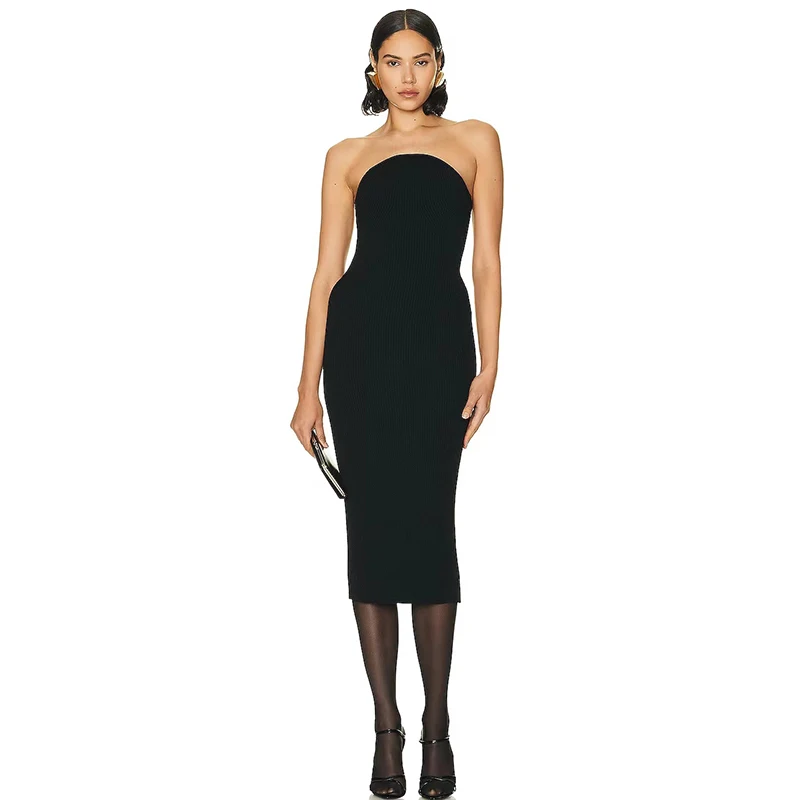

Threaded knit dress 2023 summer new y2k fashion Slim Slim medium-length dress shell round arc aesthetic smocked ladies dresses