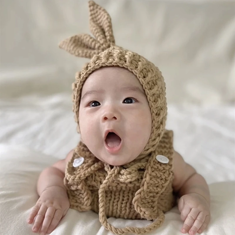 

Baby Photo Clothes Rabbit Costume Hat Jumpsuit Bunny Newborn Photo Clothing