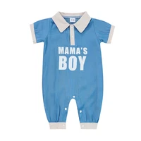 baby boys jumpsuit short sleeve turn down collar letters print casual summer romper