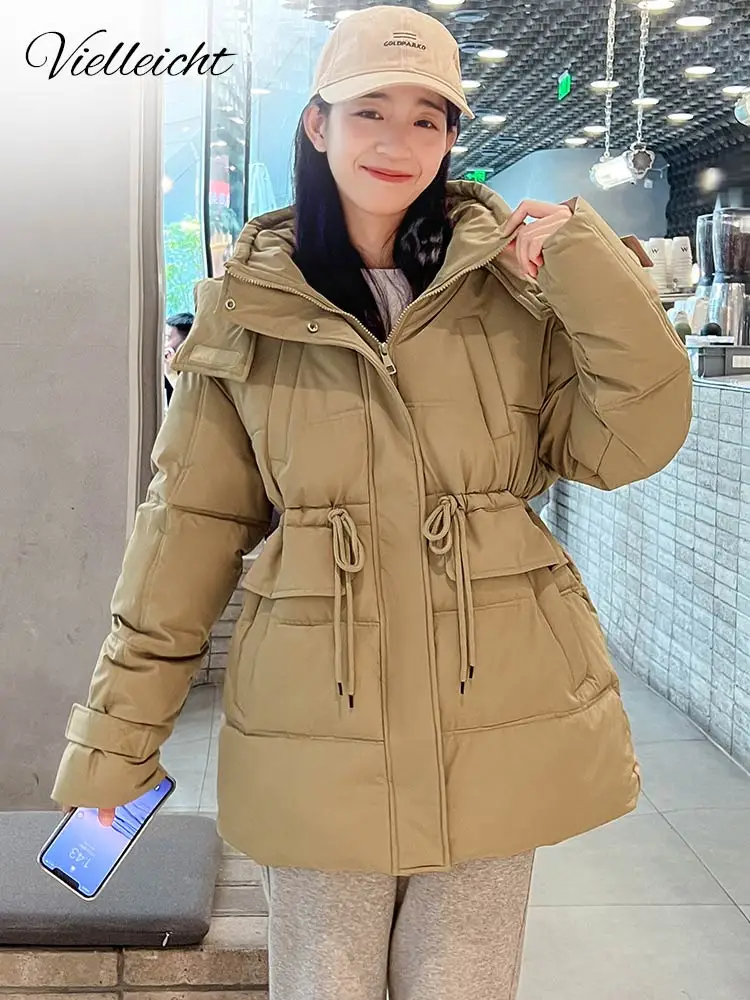 Vielleicht 2022 New Puffer Winter Down Jacket Women Thicken Coat Women Hooded Parkas Warm Female Cotton Padded Clothes Winter