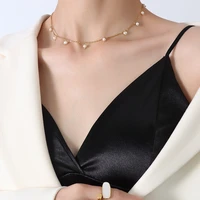 trendy beads neck chain kpop real pearl choker necklace for women gold goth chocker jewelry on the neck pendant collar 2022