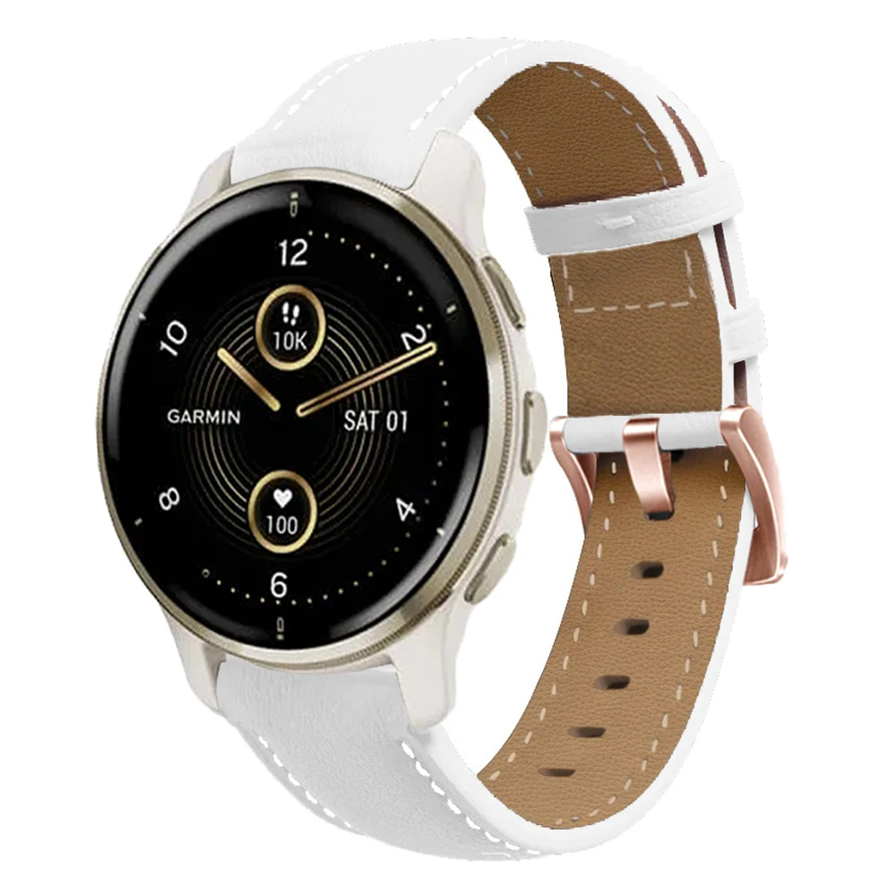 Фото Кожаный ремешок 20 мм для Garmin Venu SQ 2 Plus/vivoactive 3/5, удобный ремешок для Forerunner 165/245/645/55, силиконовый браслет Correa №3