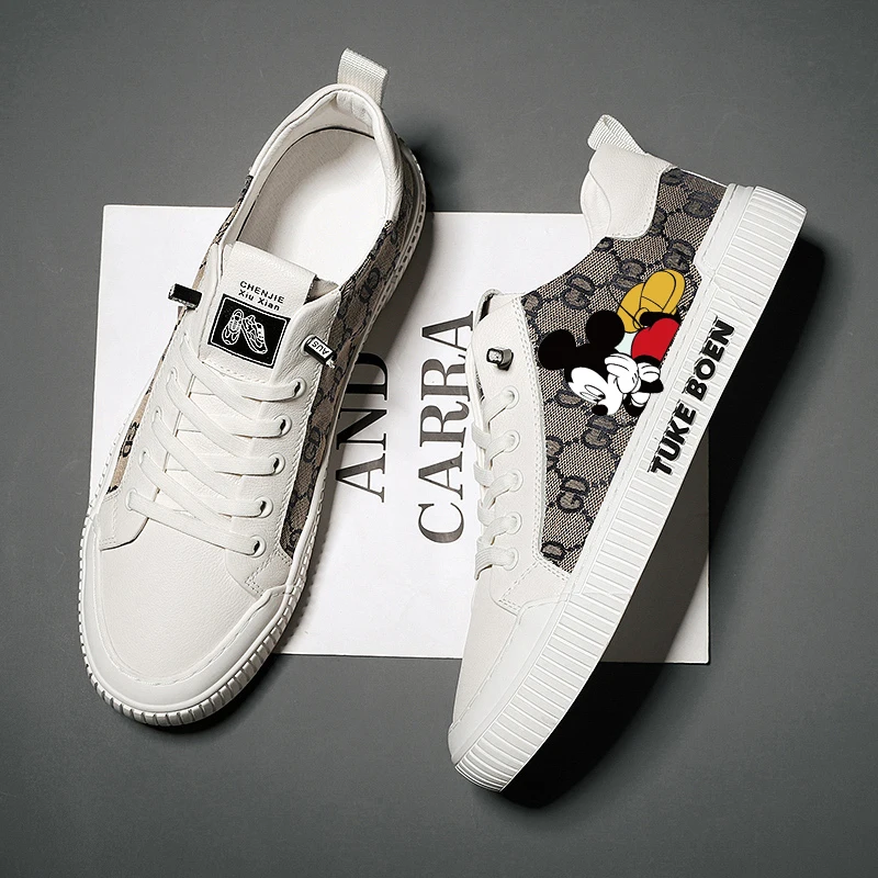 

Men's Leather Sneaker Disney Mickey Fashion Luxury Casual Brand High Street Trend Men Cool Rubber Sole Q5