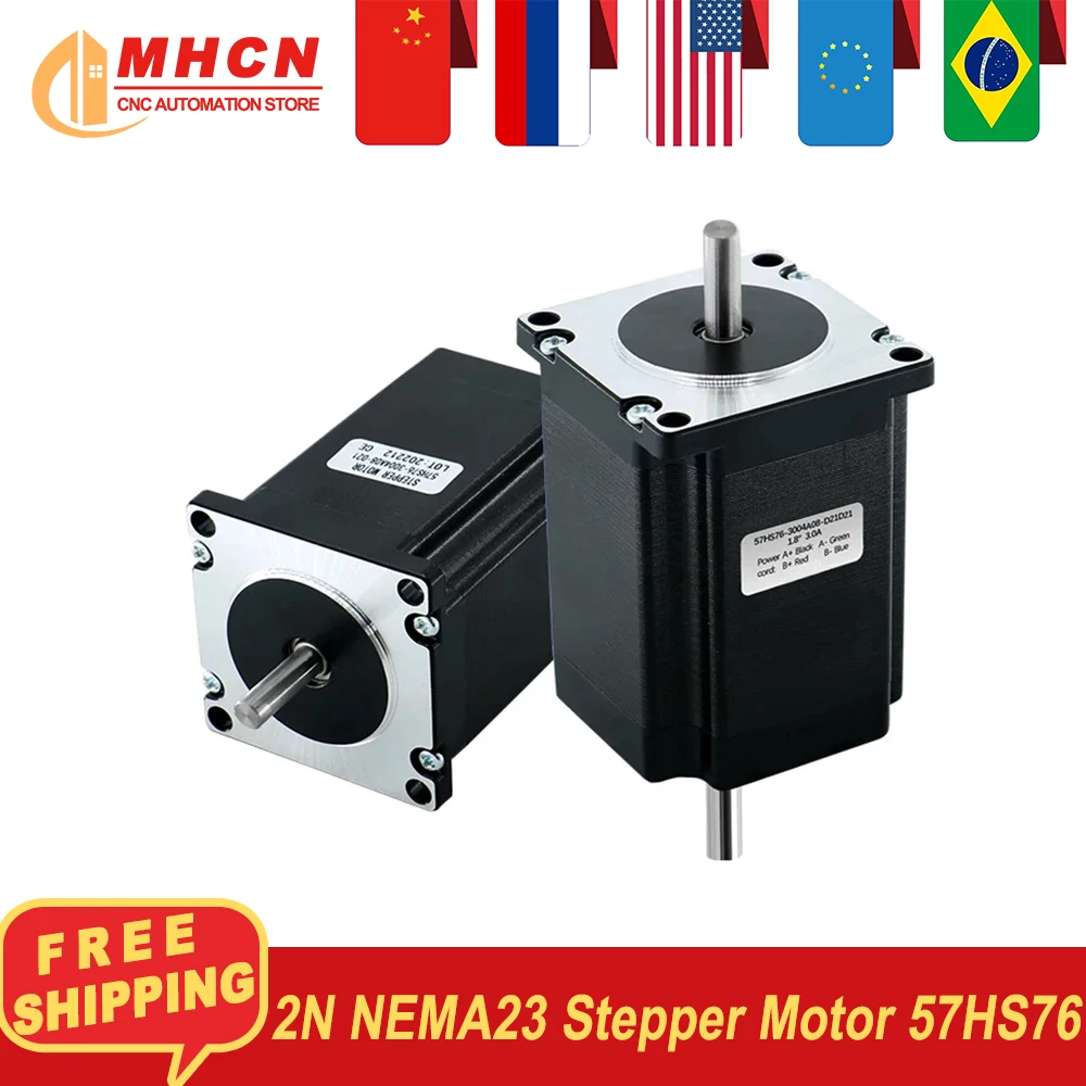 Двухфазный шаговый двигатель MHCN NEMA23 57 2 Н · м 270 оцин 3 А 76 мм 8 вал 57HS76 с 4