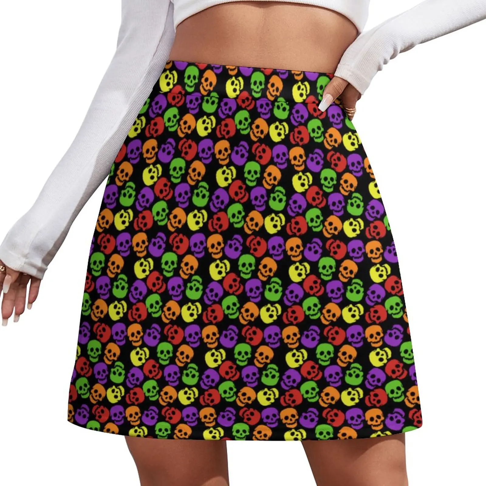 

Halloween Print Skirt Summer Colorful Skull Street Wear Casual A-line Skirts Cute Mini Skirt Women Design Oversized Clothing