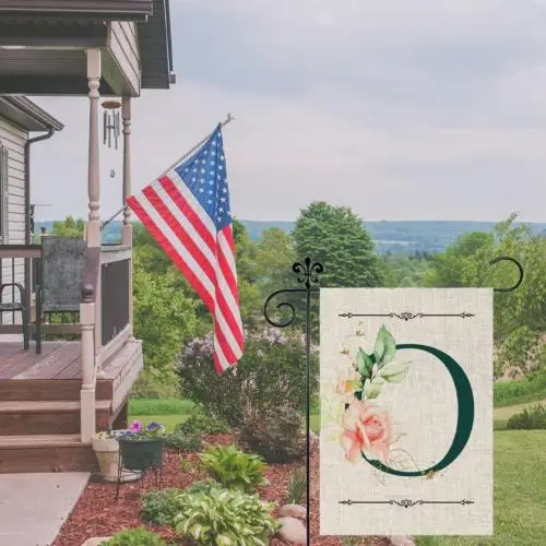 Садовый флаг с монограммой и буквами O цветочный 12X18 дюймов двухсторонний для