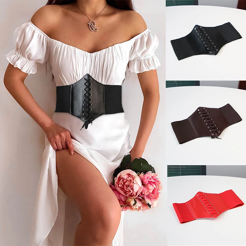 

2021 Corset Wide Belts Pu Leather Slimming Body Belts for Women Elastic Waist Belts Cinto Sobretudo Feminin Ceinture Femme Fajas