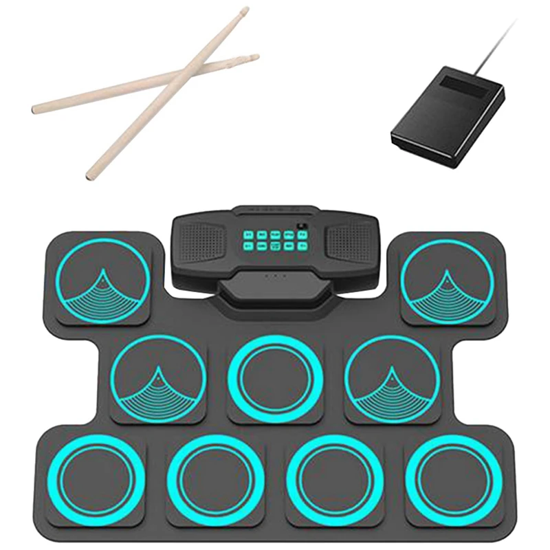 

Electronic Drum Sets MIDI Drum Pad Parts Drum Stick Pedal Accessories 9 Drum Pads Beginner Practice For Playing Games