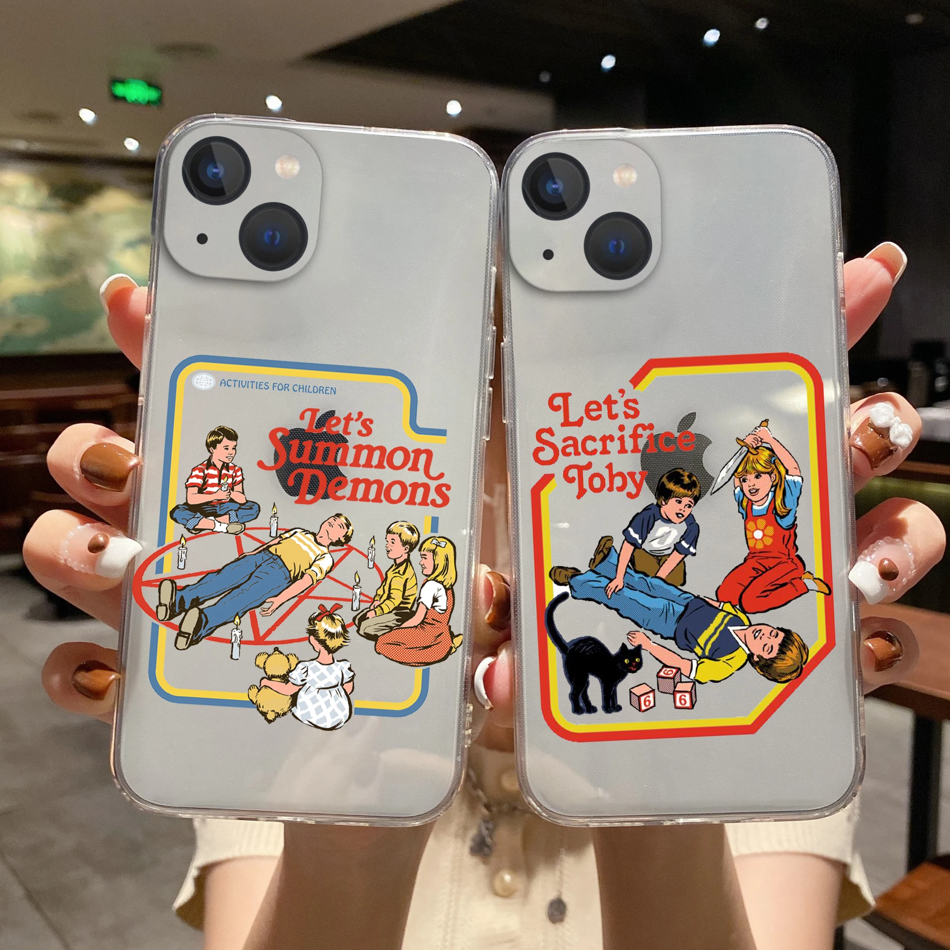 

Halloween Satan Vintage Let's Summon Demons Funny Clear Silicone Case For iPhone 11 12 13 14 Pro Max X XSMax XR 7 8 14 Plus case