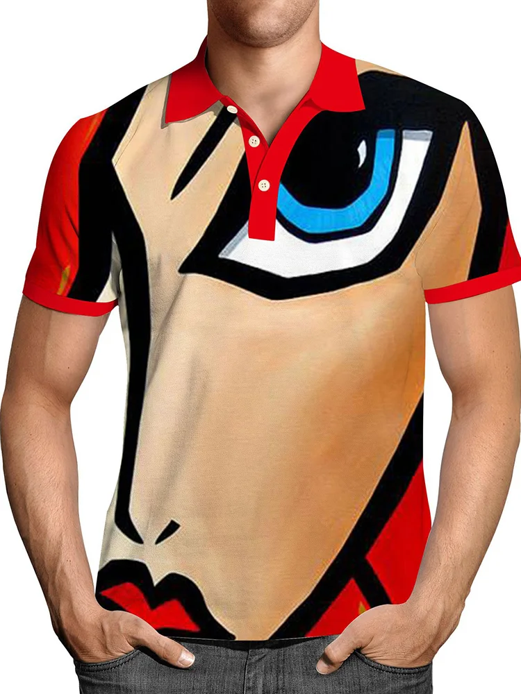 

Men Summer Basic Short Sleeve Polo Tops Male Vintage Printing Polo Shirts 2022 New Turn Down Buttoned Slim Fit Pullover T-shirts