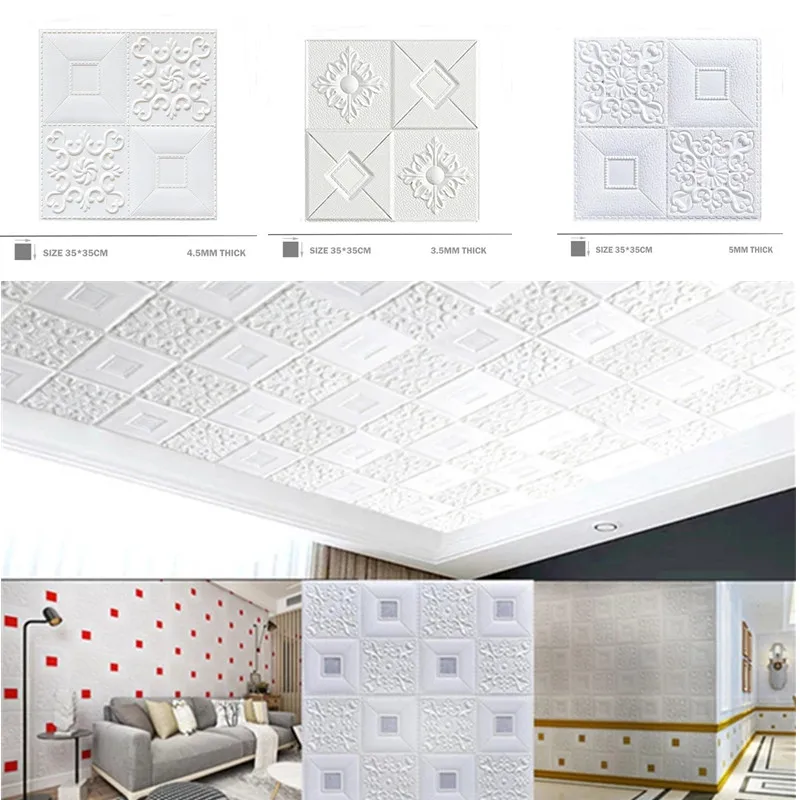 

10PCS 3D Wall Sticker Bedroom Living Room Ceiling Roof Decoration Foam Wallpaper Waterproof TV Background Decoration