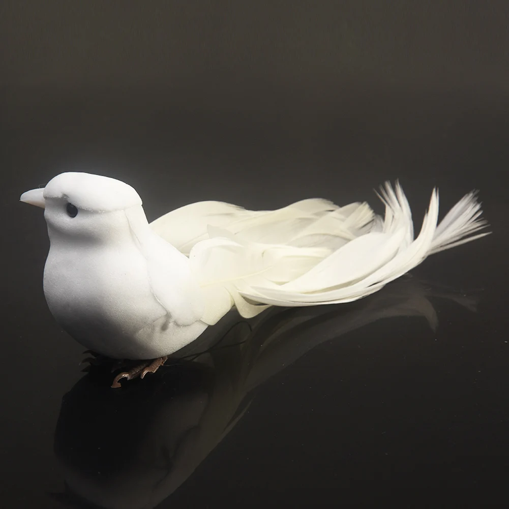 

Crafts Cute Mini Miniature Feather Foam Ornaments Bird Artificial Pigeons Decor White