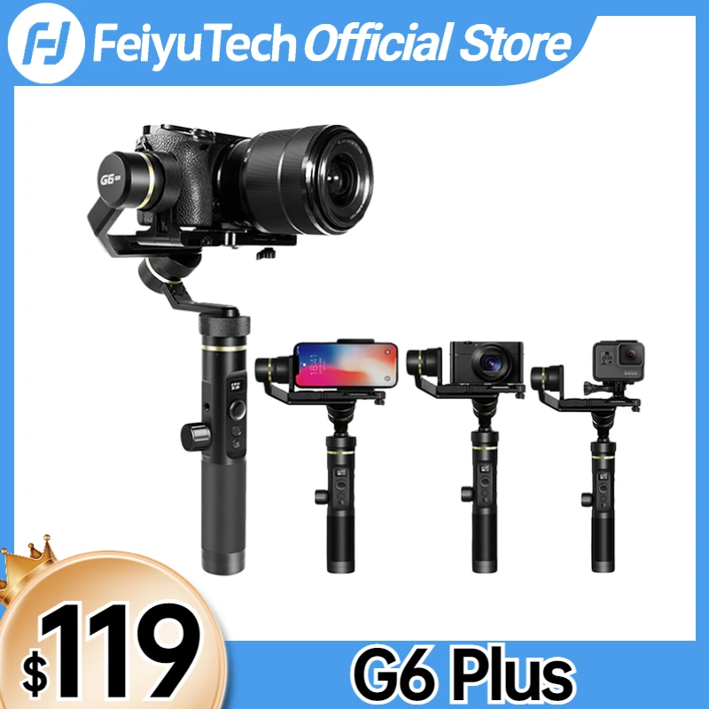 FeiyuTech Feiyu G6 Plus 3-Axis Handle Splash proof Gimbal Stabilizer for Mirrorless Pocket Sony Camera GoPro Hero 8 7 6