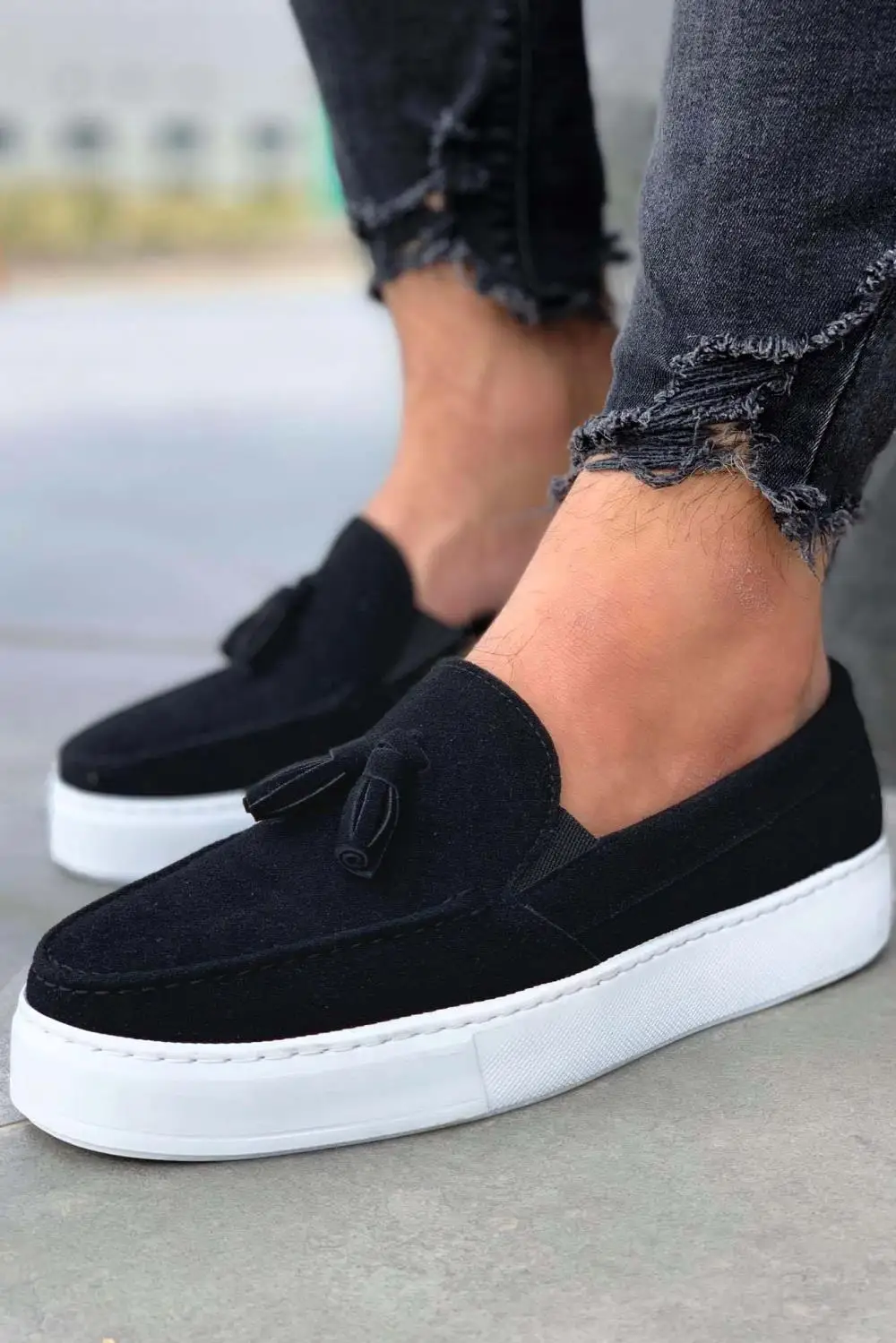 

Knack daily sports classic shoes 717 black suede (white sole)