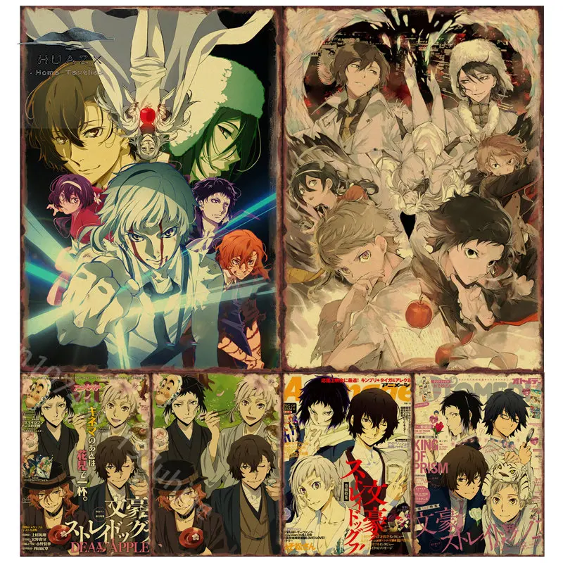 

Anime Bungou Stray Dogs Metal Tin Sign Poster for Iron plate Painting Picture Art Wall Aesthetic Room Decor Houses Decoration