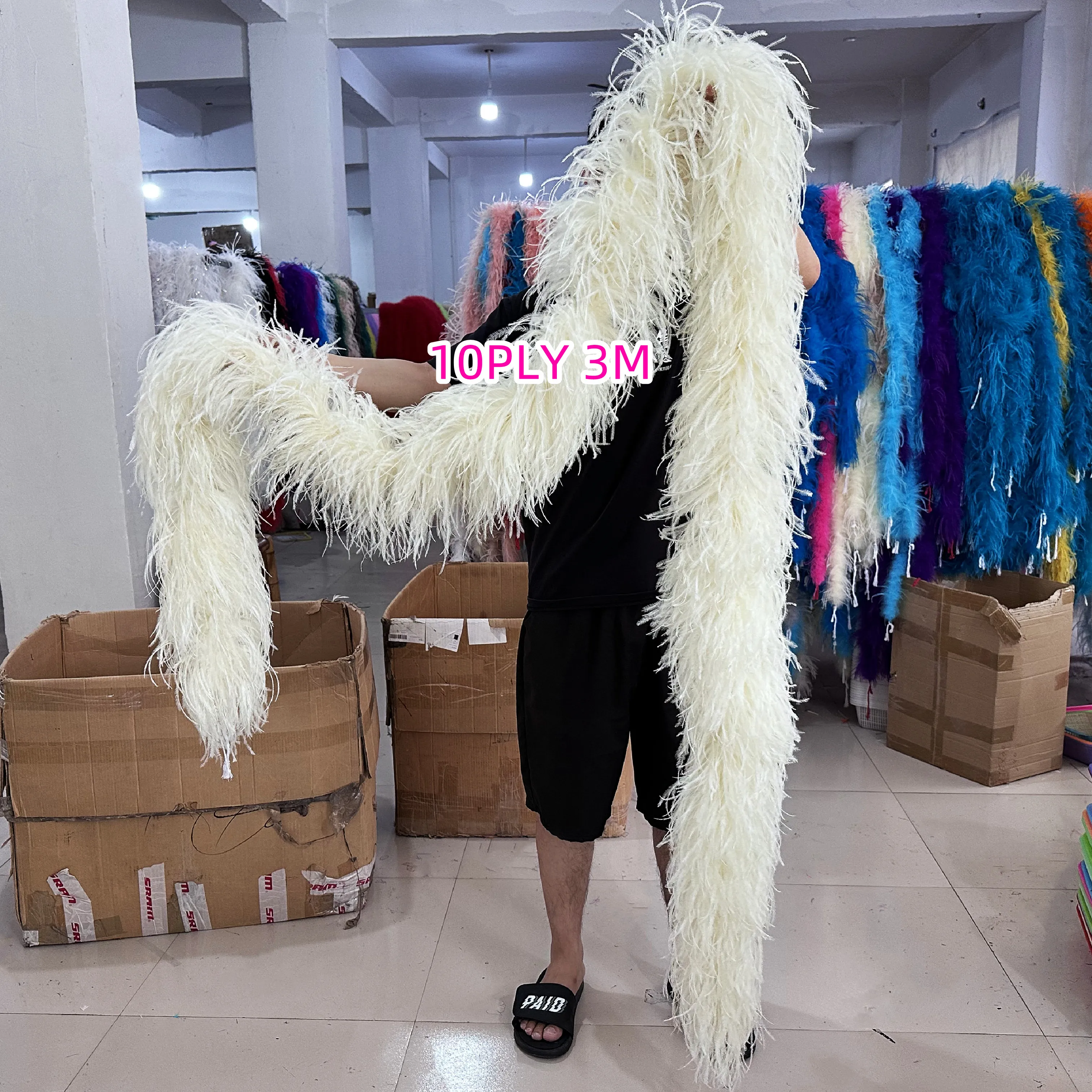 

3M Natural Ostrich Feathers Boas Shawl 2/6/8/10/20PLY Fluffy Feather Boa for Crafts Wedding Party Dress Clothing Decoration