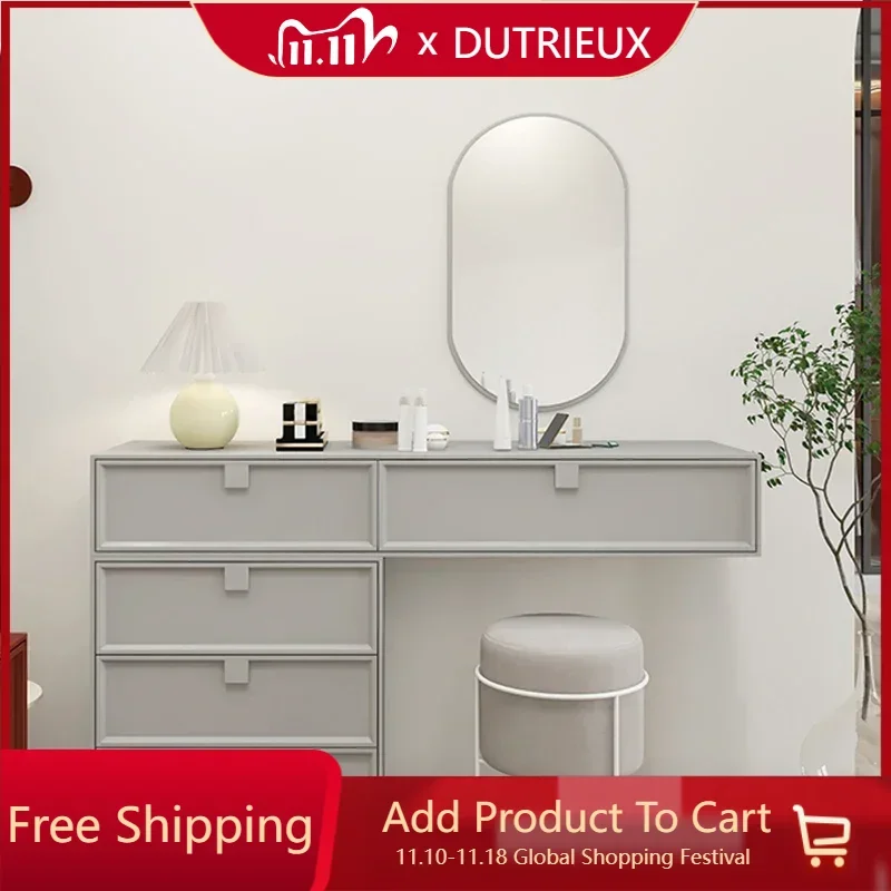 Минимальный туалетный столик для макияжа маленький серый дорогой высокий ящики