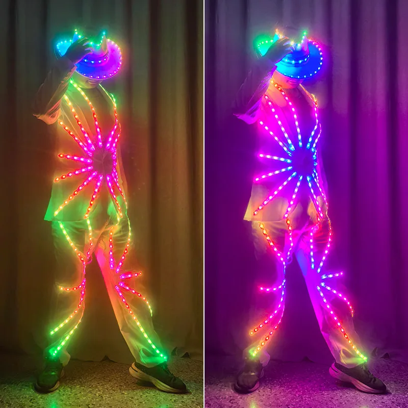 Фото Светящийся LED-костюм для взрослых: куртка для выступлений на ходулях, идеально подходит для Хэллоуина, Рождества и Нового года №3