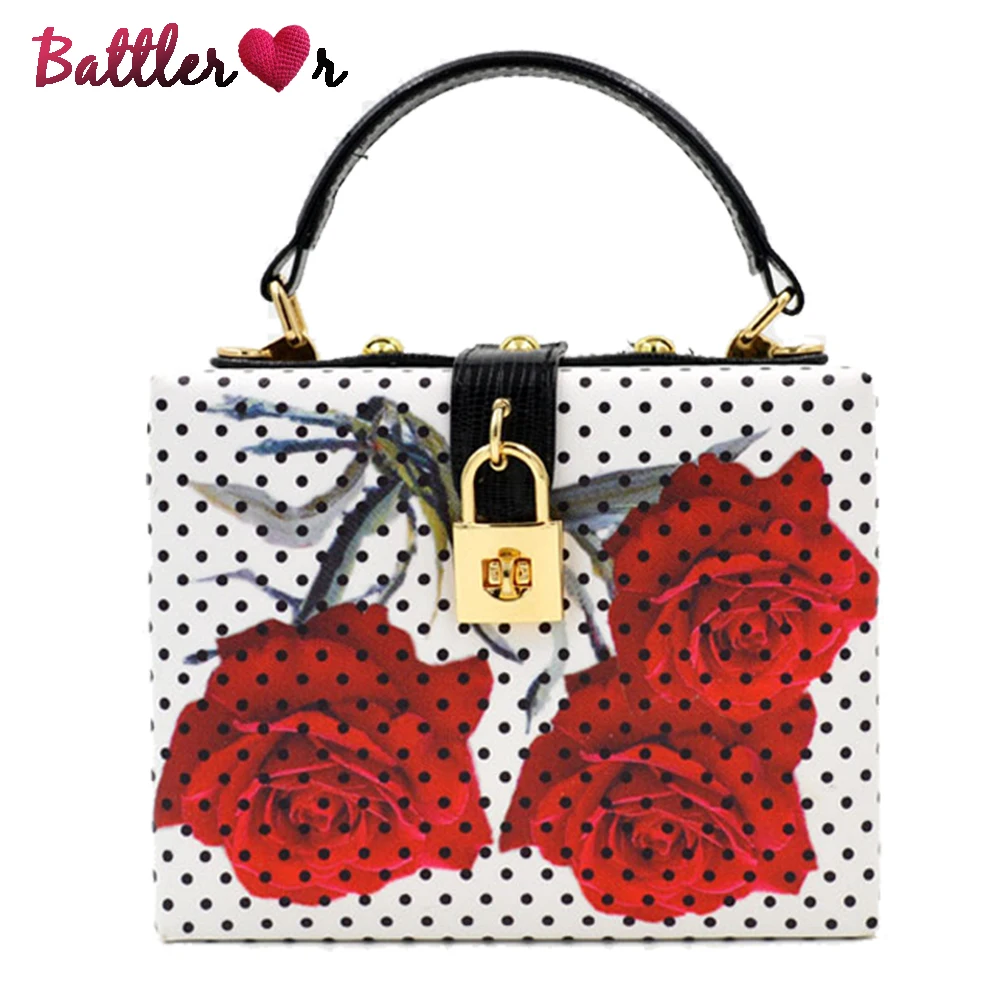 

Rose Flower Rivet Box Handbags For Women Mini Cube Brand Original Design Crossbody Bags Female Lovely Messenger Bag Sac A Main