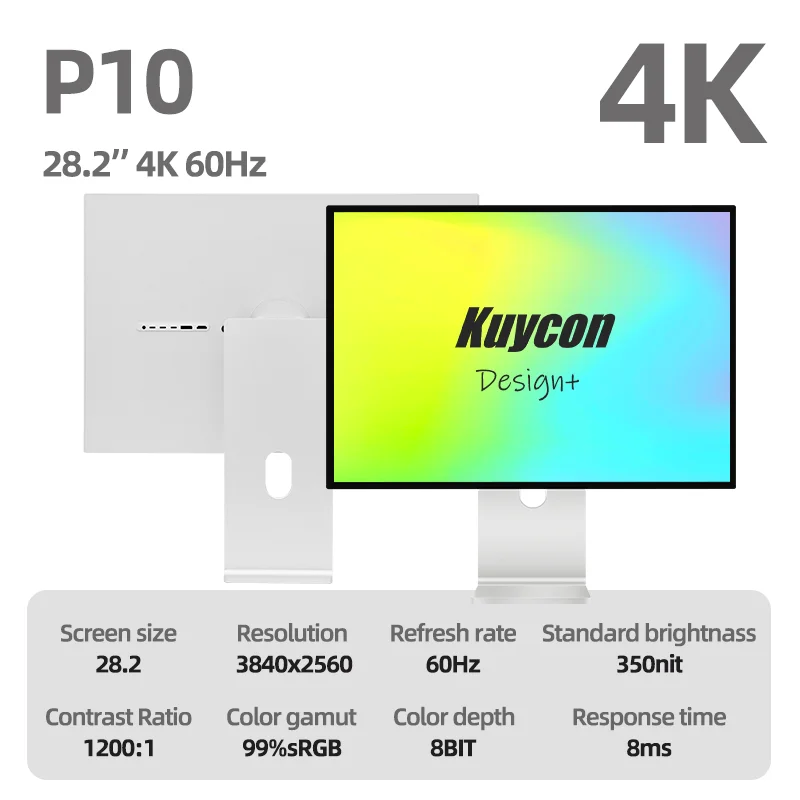 Фото Экран дисплея Kuycon P10, 28,2 дюйма, 4k60HZ, дизайнерский монитор высокой четкости, IPS, зеркальная поверхность, ноутбук, монитор с разделенным экраном №2
