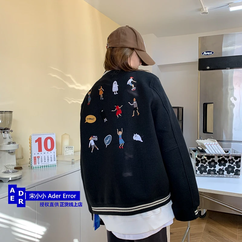 Korean High Quality Coat Autumn New Baseball Jersey Cartoon Embroidery Loose Men and Women Couple Jacket Unisex Outerwear ins