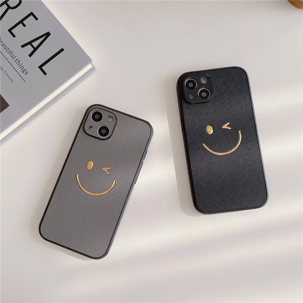 

Ins позолоченный защитный чехол со смайликами для iPhone 11 12 13 Pro Max XS XR 7 8 Plus Простой Противоударный мягкий чехол