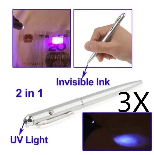 

3Pcs Office Stationery Materials Escolar School Supplies Invisible Ink Pen And Uv Lamp Magic