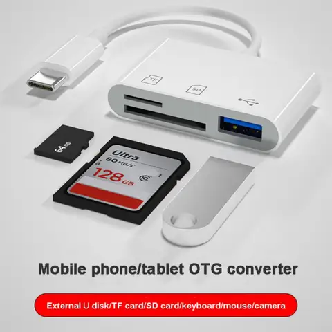 OTG кардридер USB C к USB, флэш-накопитель с портом для зарядки типа C, подключение к U-диску/мыши/клавиатуре для адаптера телефона Type C