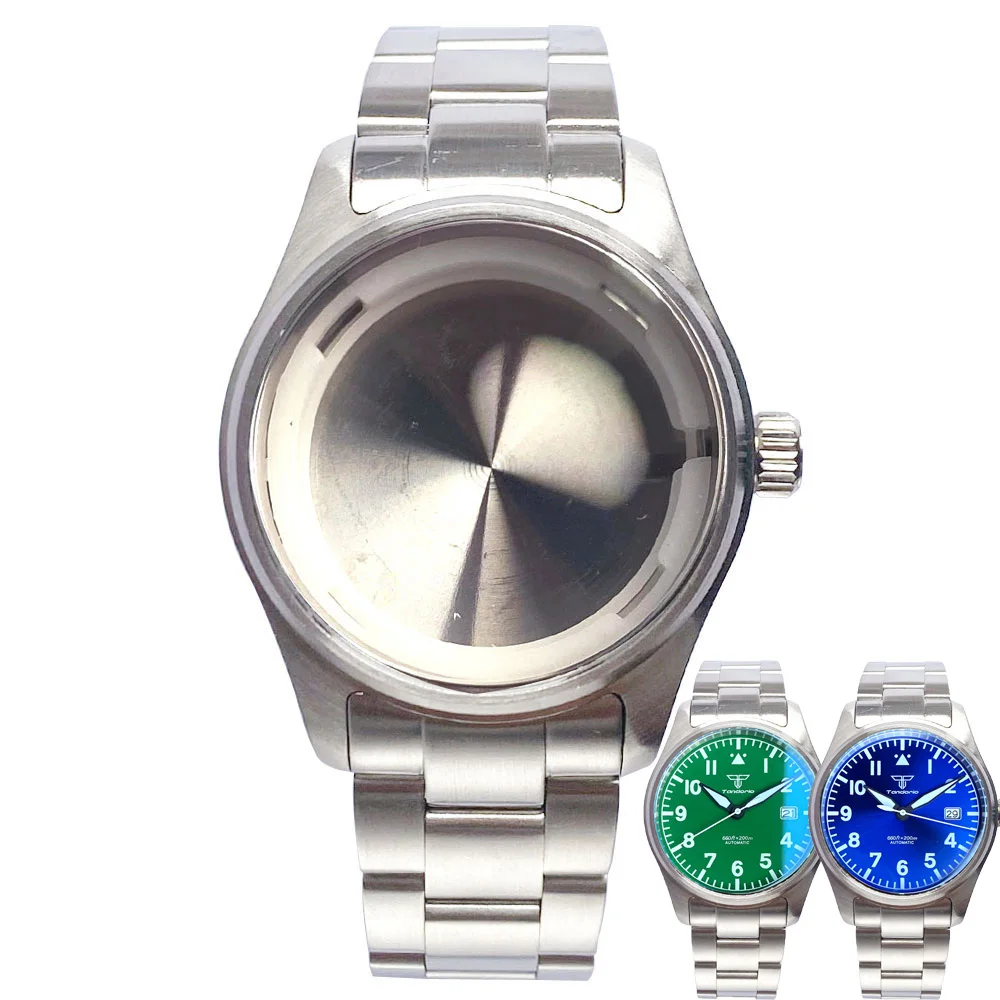 for NH35A NH36A NH34 39mm Pilot Steel Watch Case Parts for Watch Mod Flat Sapphire Crystal Watch Accessories