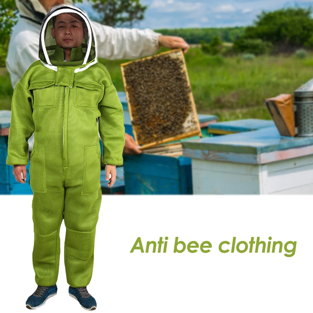 

Новый профессиональный полноразмерный костюм для пчеловодства с кожаными перчатками зеленого цвета для защиты ребенка от пчеловодства
