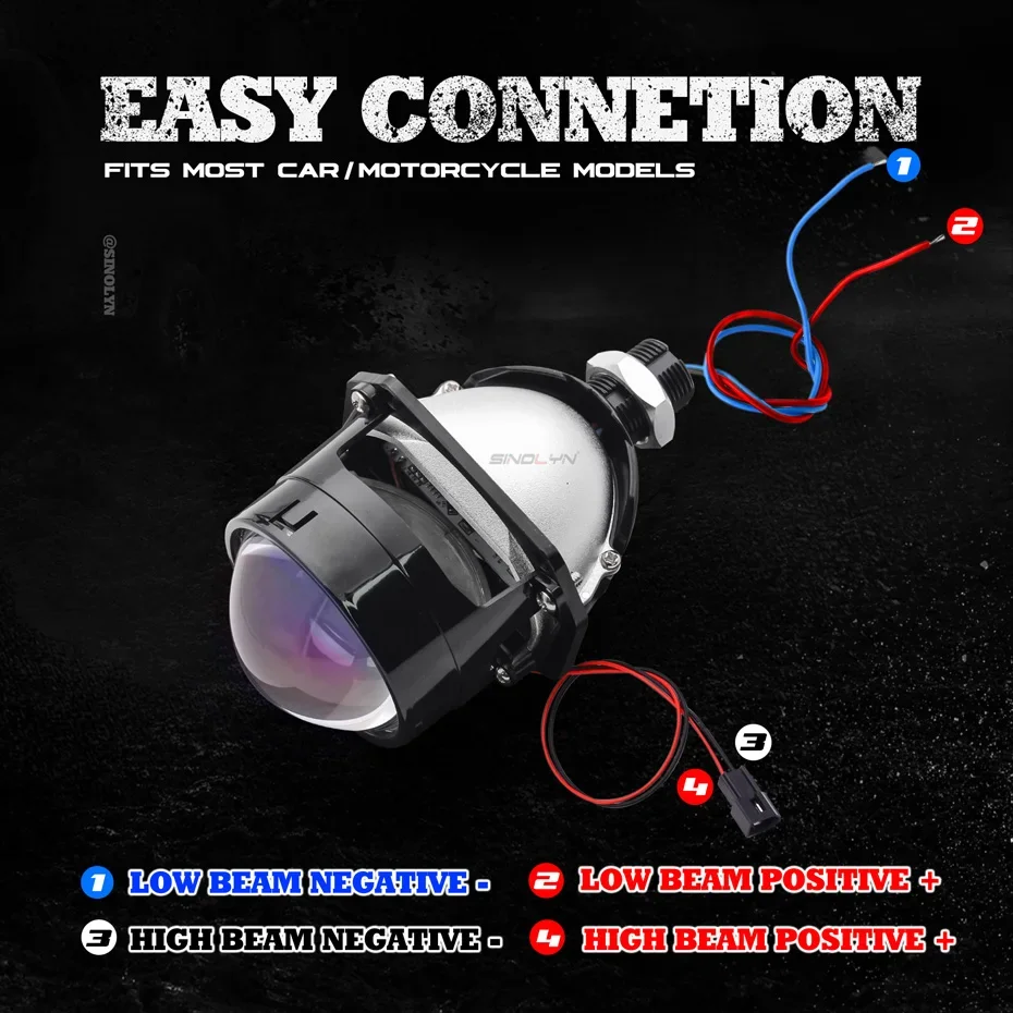 2 5 дюйма H7 Φ H4 9005 9006 голубой Bi Проекционные линзы глаза ангела 80 Вт автомобильные