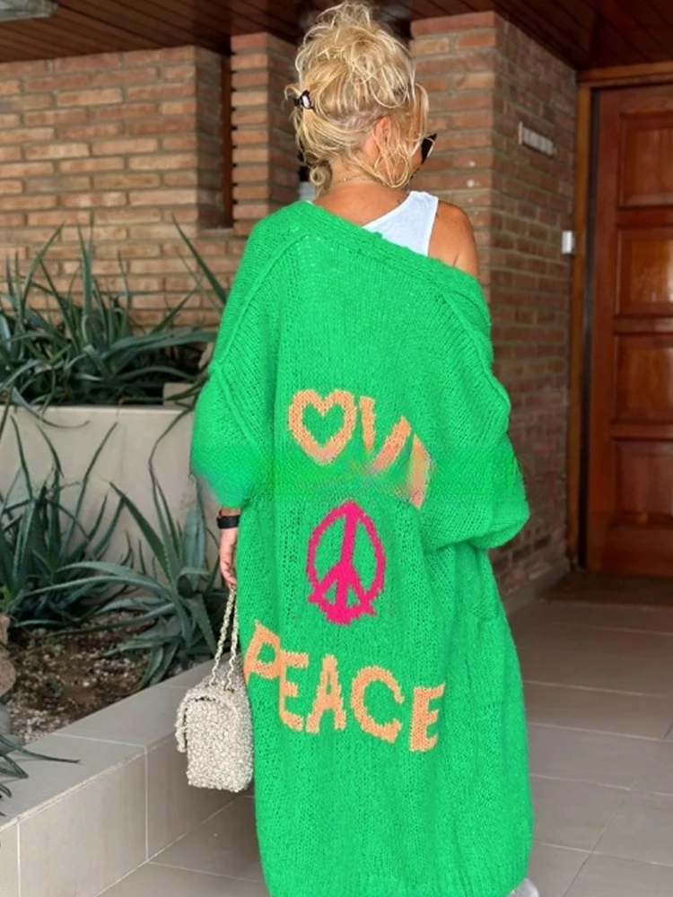 Женский вязаный кардиган составного кроя элегантная свободная Длинная Верхняя