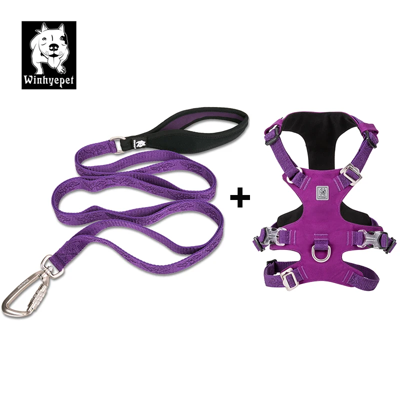

Winhyepet Dog Harness Leash Set Pet Straps Outdoor Front Back Slip Breathable Vest Traveling Cloth for Walking