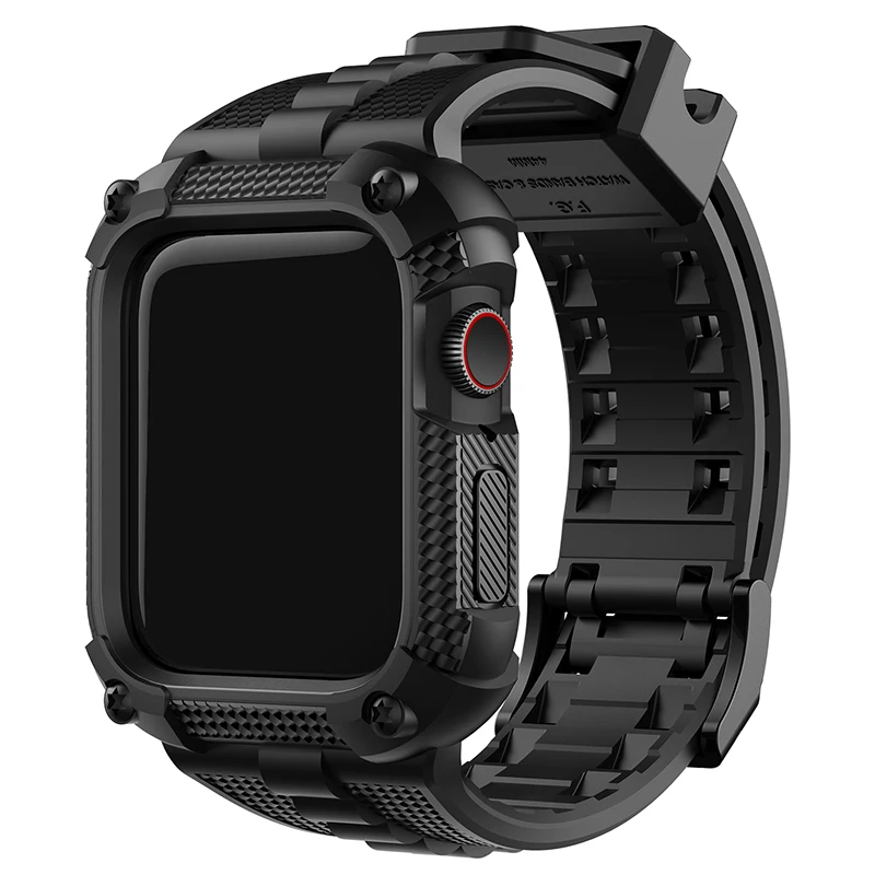 Fullmosa for Apple Watch Band+Case 40/41/44/45/49mm Rugged Strap for Apple Watch Ultra 2 Series 9 8 7 with Screen Protector Case
