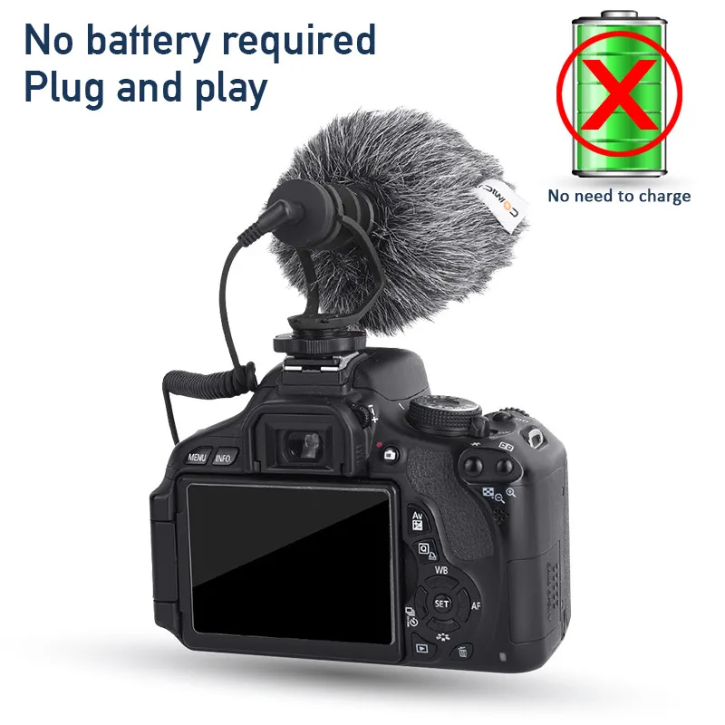 Компактный кардиоидный направленный микрофон Comica CVM-VM10II конденсаторный для