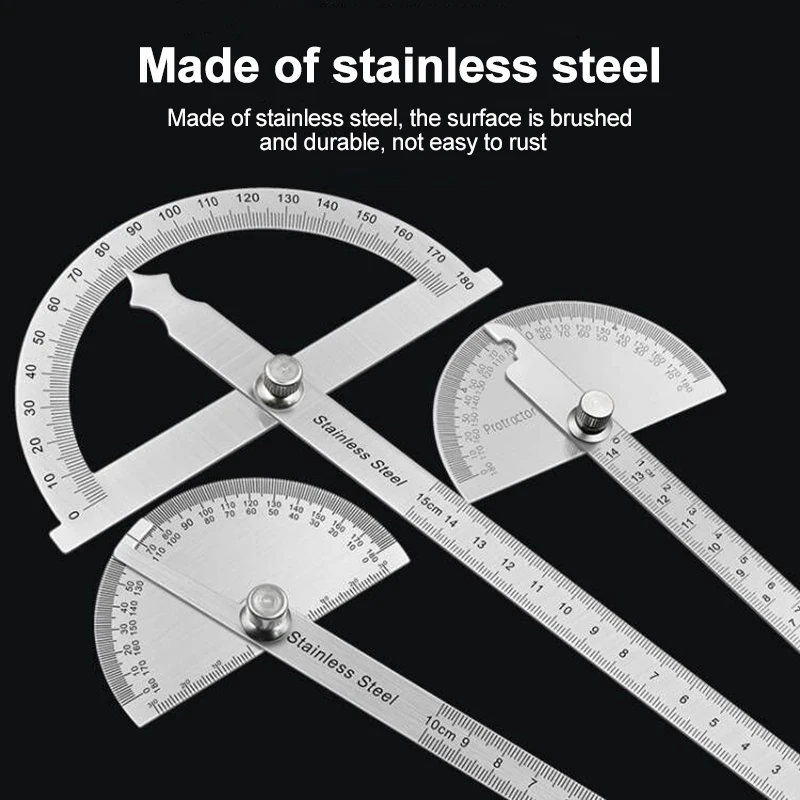 

Adjustable 180 Degree Protractor Stainless Steel Angle Finder Goniometer Angle Ruler Woodworking Tools Rotary Measuring Ruler
