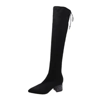 fashion over the knee boot women 2022 autumn new long tube boots woman leisure mid heel overknee shoes womens pointed booties