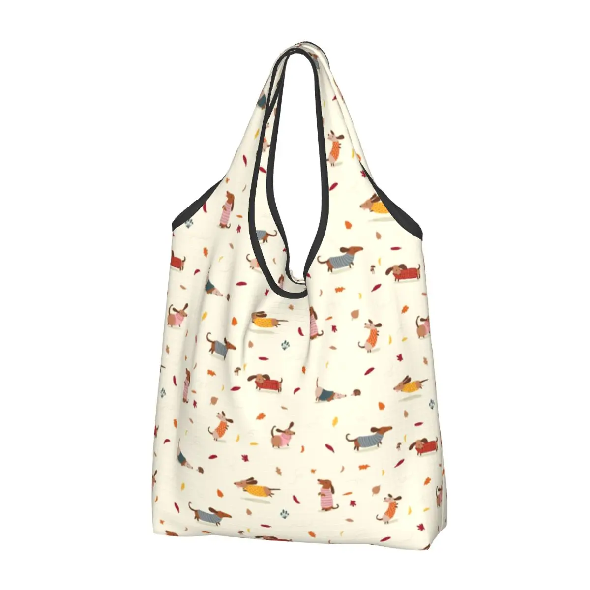 

Large Reusable Cute Dachshunds Puppy Grocery Bags Recycle Foldable Dog Shopping Eco Bag Washable Lightweight